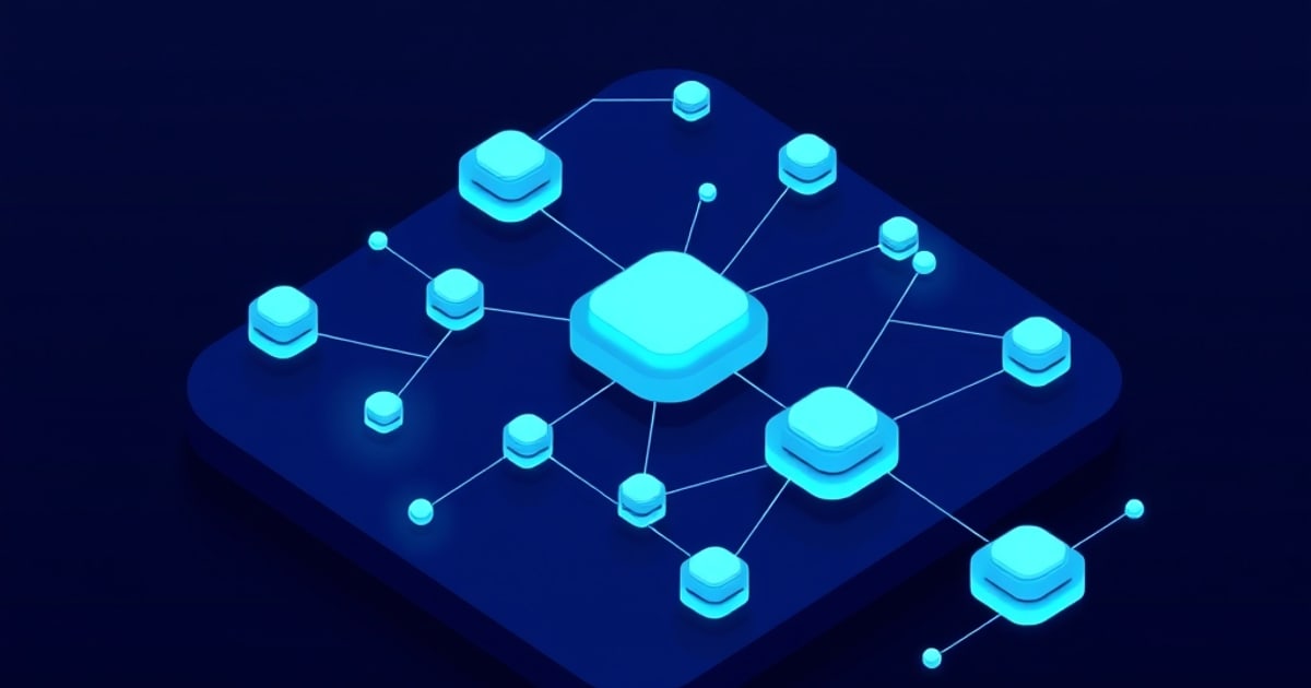 A glowing blue isometric network diagram shows a central hub box wired to smaller boxes and dots, evoking a hidden device-to-proxy connection map.