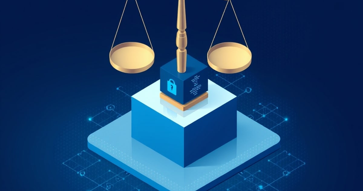 Isometric illustration of a rack appliance on a raised pad wired to glowing connectors, representing filtering of security news and advisories